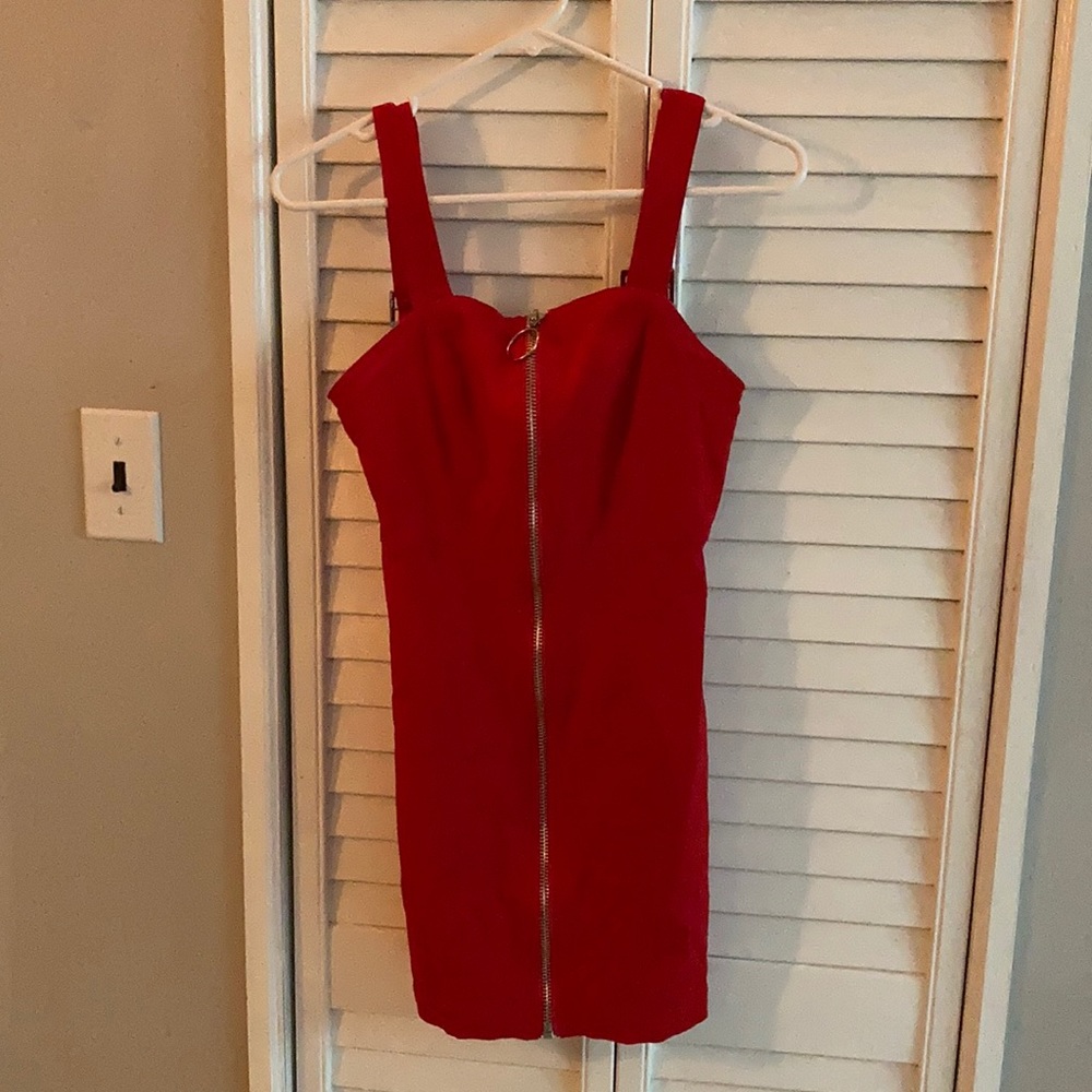 Red dress with zipper